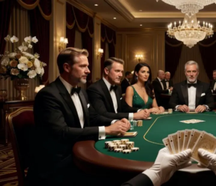Elegancki wieczór casino z gośćmi przy stołach do gier podczas eventu Michał Podgórski QAS