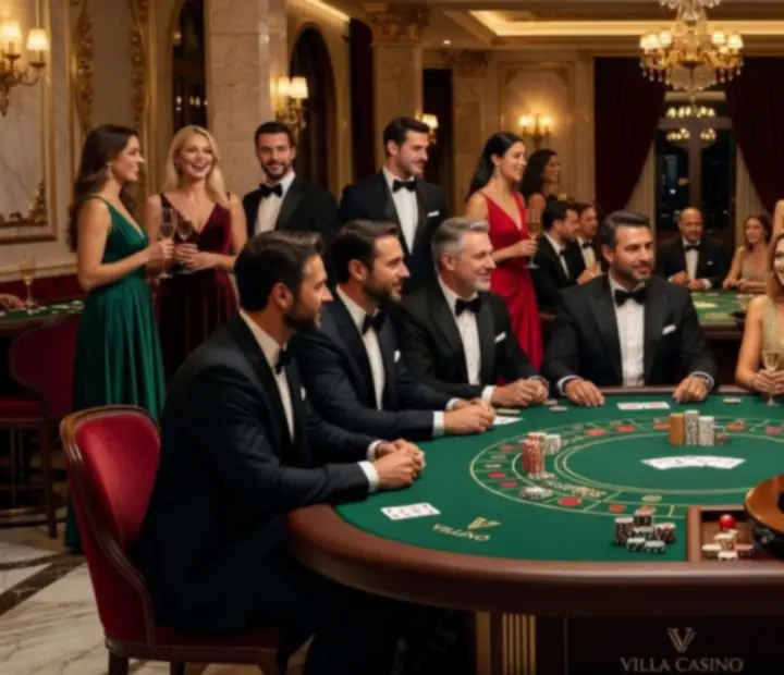 Elegancka prywatna impreza w stylu kasynowym z profesjonalnymi stołami do gier